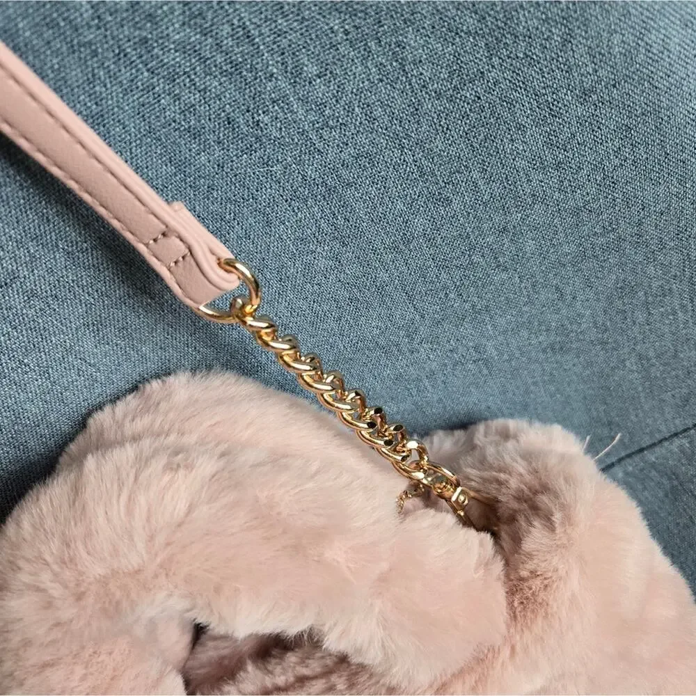 Juicy Couture Faux Fur Fluffy Mini Tote Handbag Dusty Blush Pink Y2K - Picture 6 of 14